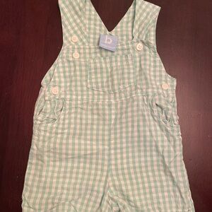 Kids Gingham Overalls - Green